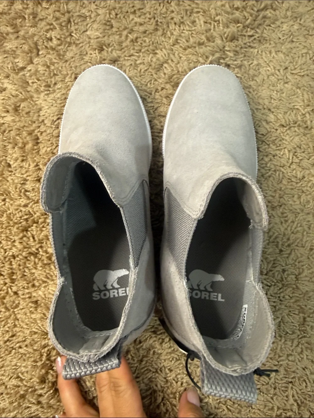 NWT Sorel Women Gray Out N About Suede Waterproof Slip-On Wedge Booties Size 5.5